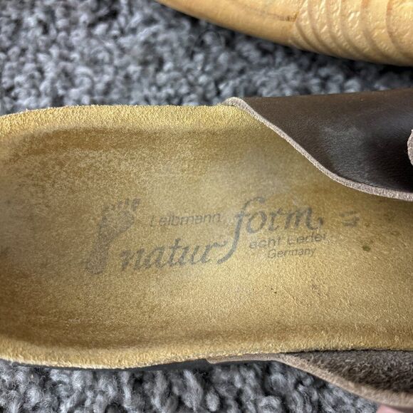 Leibmann Two Strap Sandals Womens 10 Mens 8 Leather Cork Sole Shoe German Made - Picture 7 of 10